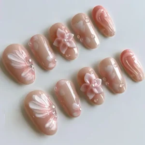 Pink Almond Press on Nails Glossy