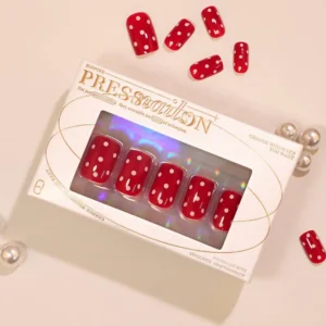 Handmade Press on Nails French Polka Dot Hand